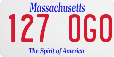 MA license plate 127OG0