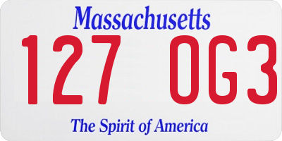 MA license plate 127OG3