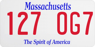 MA license plate 127OG7