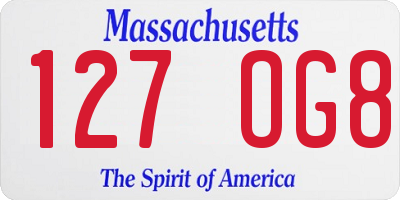 MA license plate 127OG8
