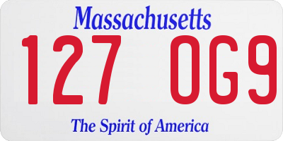 MA license plate 127OG9
