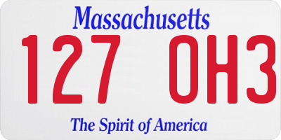 MA license plate 127OH3