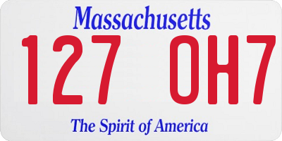 MA license plate 127OH7