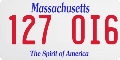 MA license plate 127OI6