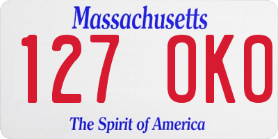 MA license plate 127OK0
