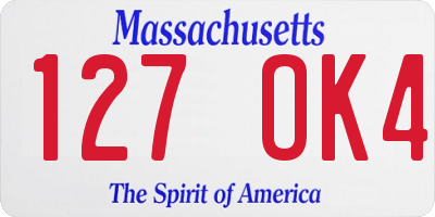 MA license plate 127OK4