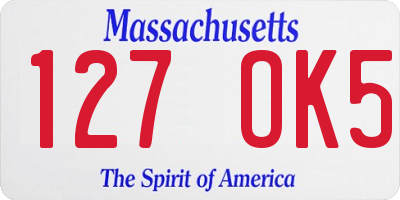 MA license plate 127OK5