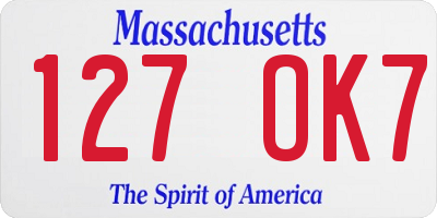 MA license plate 127OK7