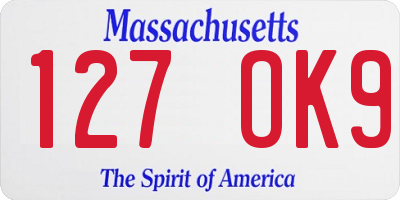 MA license plate 127OK9