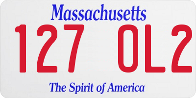 MA license plate 127OL2