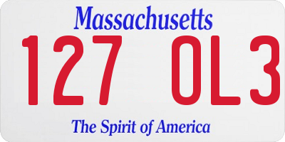 MA license plate 127OL3