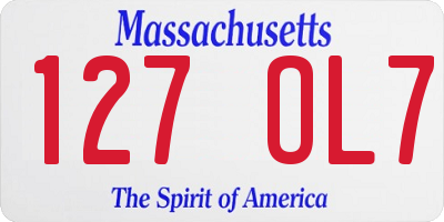 MA license plate 127OL7