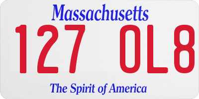 MA license plate 127OL8