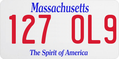 MA license plate 127OL9