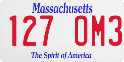 MA license plate 127OM3