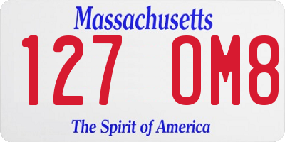 MA license plate 127OM8