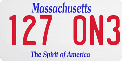 MA license plate 127ON3