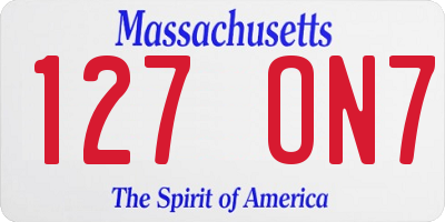 MA license plate 127ON7