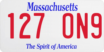 MA license plate 127ON9