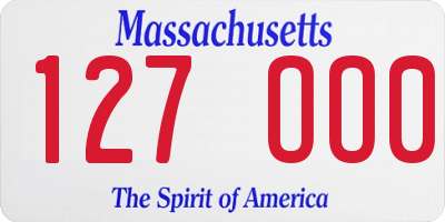 MA license plate 127OO0