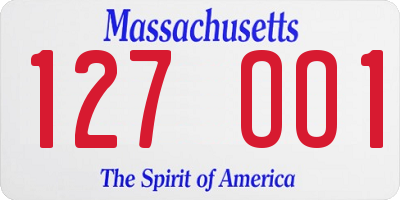 MA license plate 127OO1