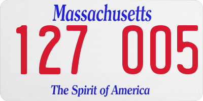 MA license plate 127OO5