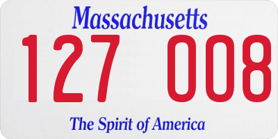 MA license plate 127OO8