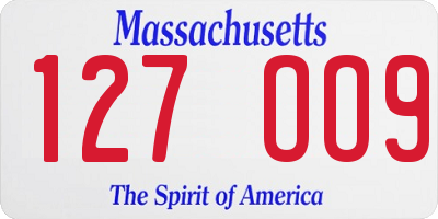 MA license plate 127OO9