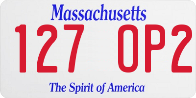 MA license plate 127OP2