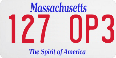 MA license plate 127OP3