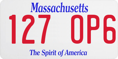 MA license plate 127OP6