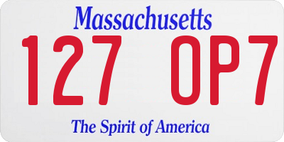 MA license plate 127OP7