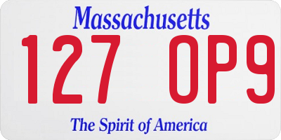 MA license plate 127OP9