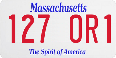 MA license plate 127OR1