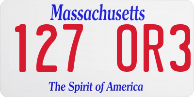 MA license plate 127OR3