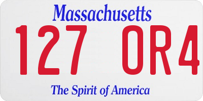MA license plate 127OR4