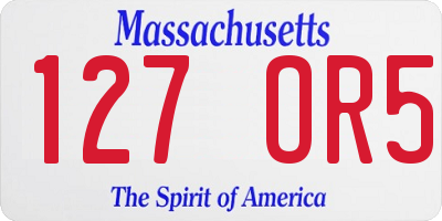 MA license plate 127OR5