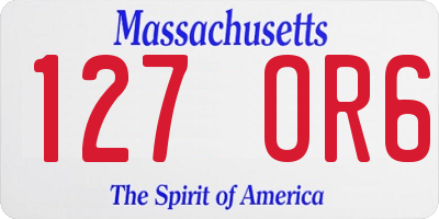 MA license plate 127OR6