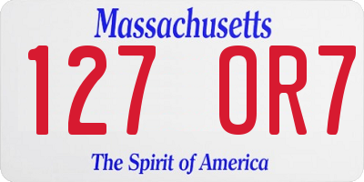 MA license plate 127OR7