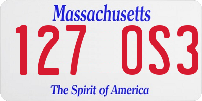MA license plate 127OS3