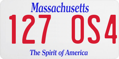 MA license plate 127OS4