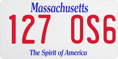 MA license plate 127OS6