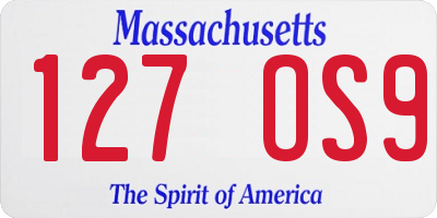 MA license plate 127OS9