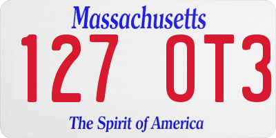 MA license plate 127OT3