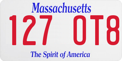 MA license plate 127OT8