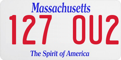 MA license plate 127OU2