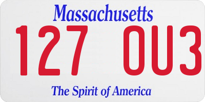 MA license plate 127OU3