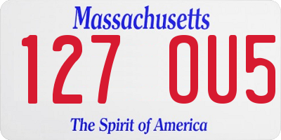 MA license plate 127OU5
