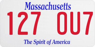 MA license plate 127OU7