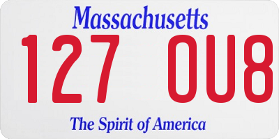 MA license plate 127OU8
